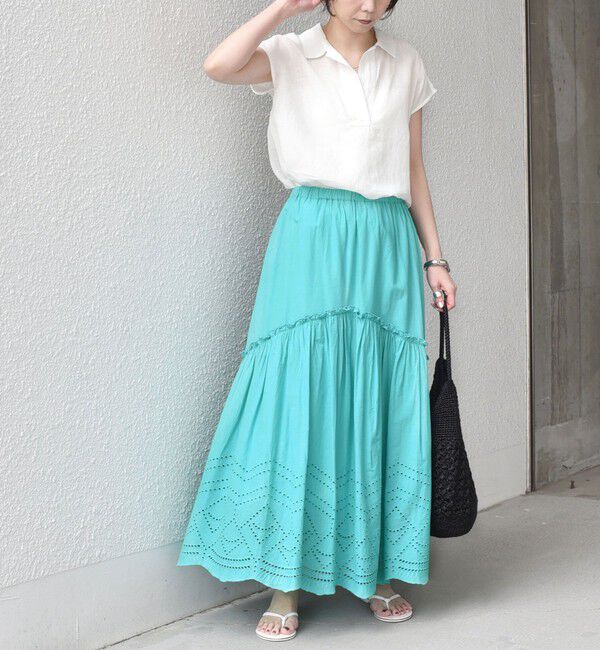 SHIPS Colors 「SHIPS Colors:〈手洗い可能〉スカラップ レース スカート」|フレア|