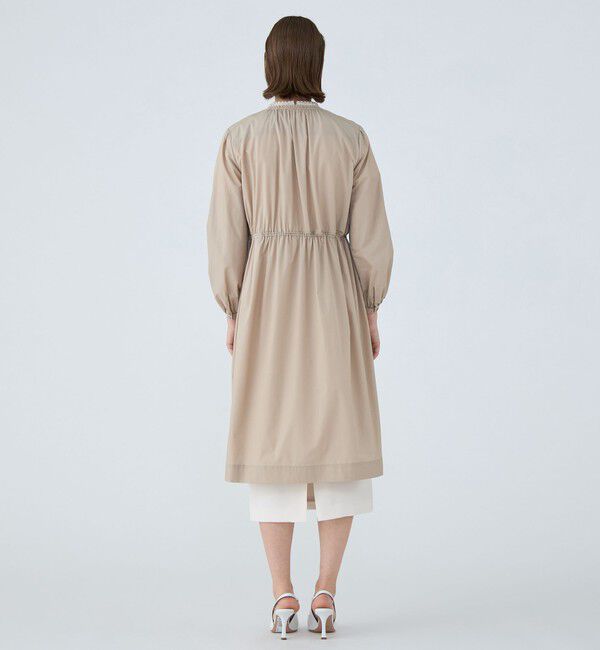 Ballsey「ライトタフタ ジップアップロングコート」|ノーカラーコート|