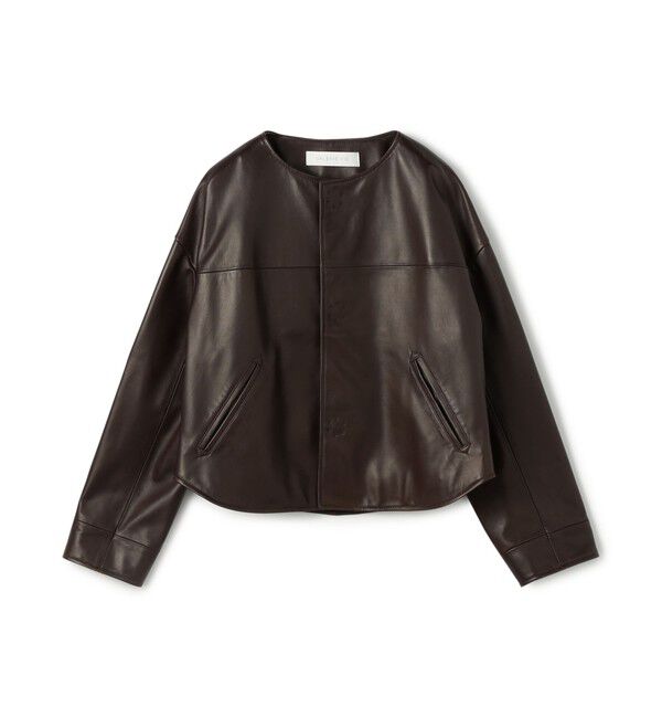 GALERIE VIE「ラムレザー カラーレスライダージャケット」|ライダースジャケット|49 ダークブラウン