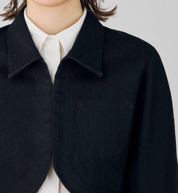 DES PRES「ブラックデニム クロップドブルゾン」|デニムジャケット|