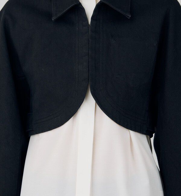 DES PRES「ブラックデニム クロップドブルゾン」|デニムジャケット|