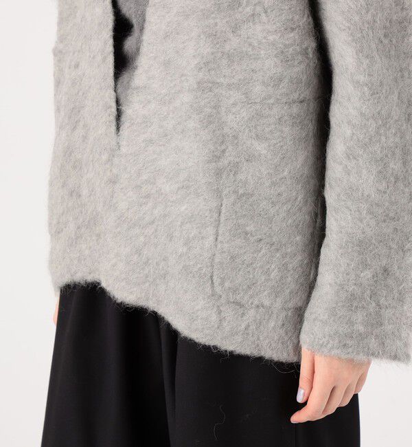 DES PRES「スーリーアルパカ カラーレスニットジャケット」|ノーカラージャケット|