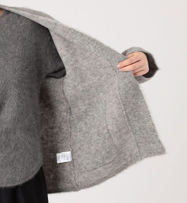 DES PRES「スーリーアルパカ カラーレスニットジャケット」|ノーカラージャケット|