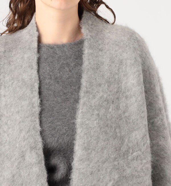DES PRES「スーリーアルパカ カラーレスニットジャケット」|ノーカラージャケット|