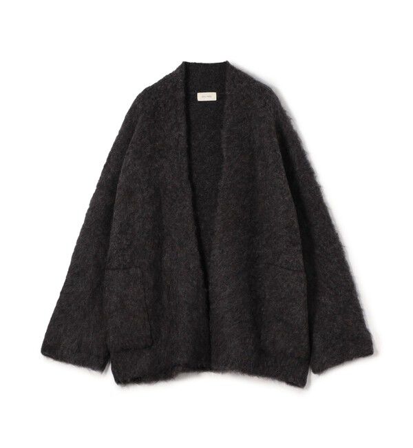 DES PRES「スーリーアルパカ カラーレスニットジャケット」|ノーカラージャケット|17 チャコールグレー