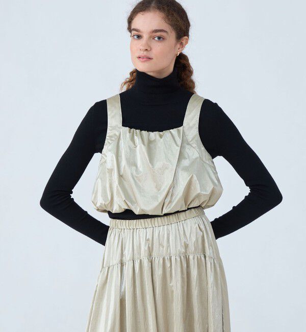 Ballsey「シャイニーコーティング ギャザータンクトップブラウス」|その他|