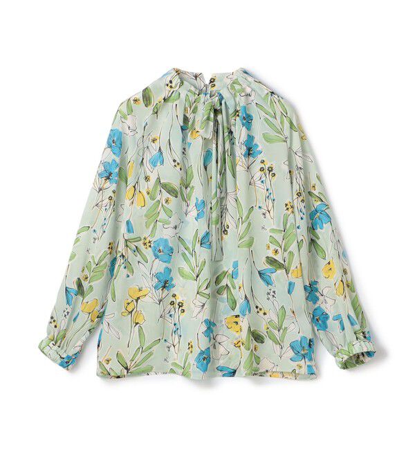 TOMORROWLAND collection「オキザリスフラワープリント ボウタイギャザーブラウス」|シャツ・ブラウス|64 ブルー系