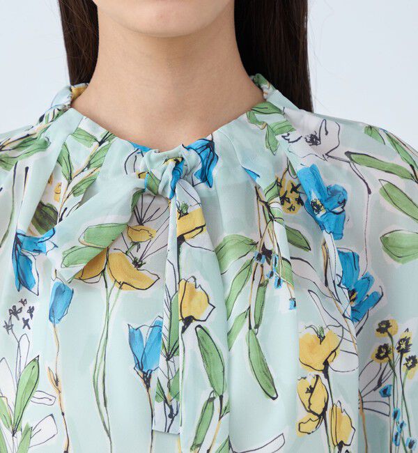 TOMORROWLAND collection「オキザリスフラワープリント ボウタイギャザーブラウス」|シャツ・ブラウス|