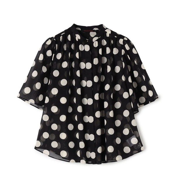 TOMORROWLAND collection「コインドットプリント フレアーベルスリーブブラウス」|シャツ・ブラウス|18 ブラック系
