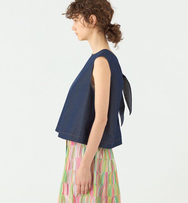 TOMORROWLAND collection「コットンシルクデニム バックリボンブラウス」|シャツ・ブラウス|