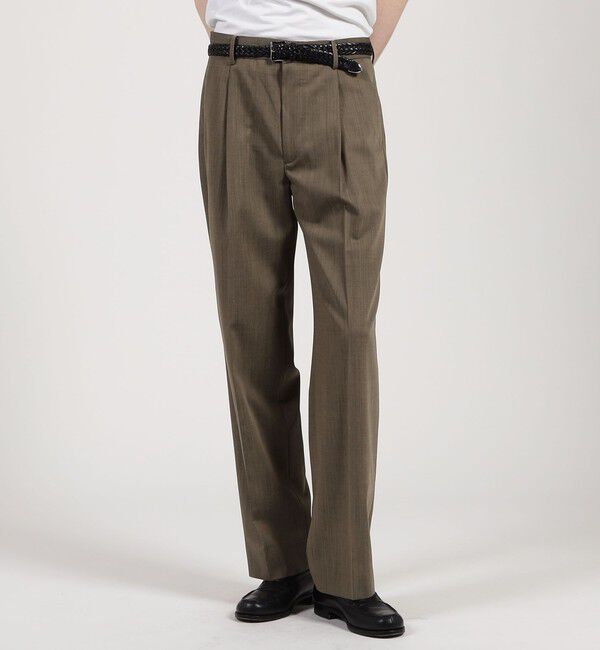 TOMORROWLAND MENS「ウールナイロン 1プリーツ ストレート バレルパンツ」|スラックス|