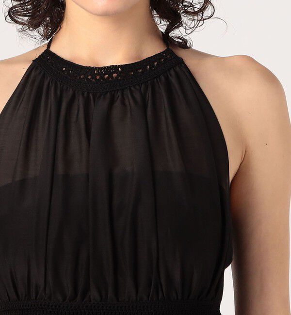 DES PRES「コットンシルクローンレースコンビ ホルターネックワンピース」|ワンピース|