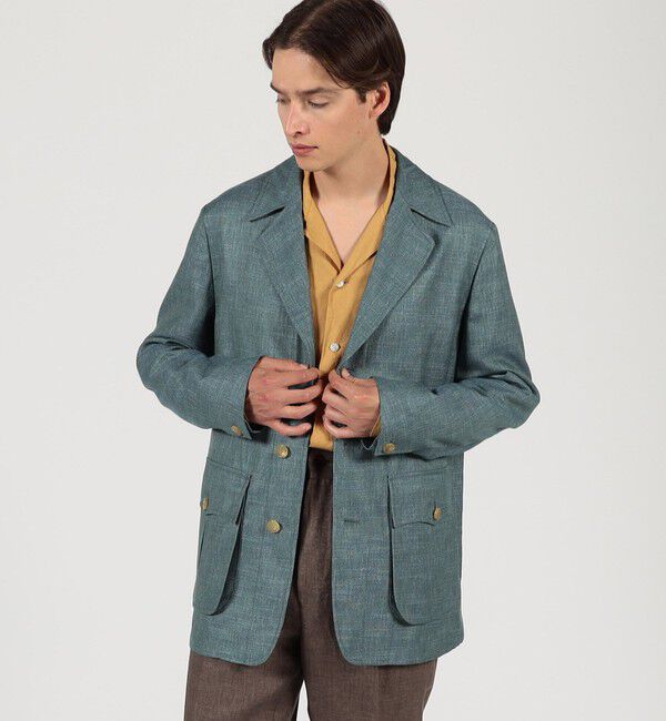 TOMORROWLAND MENS「バンブーシルクコットン サファリジャケット HAVANA DORMEUIL」|ブルゾン・スタジャン|