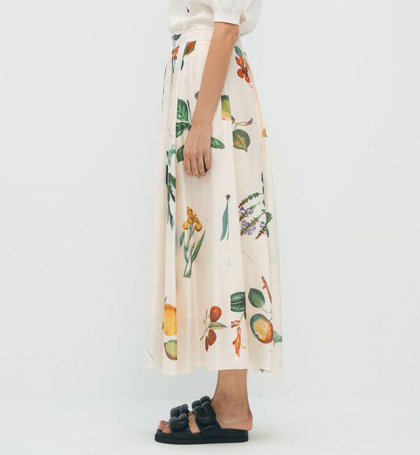 CABaN「シルク Green Showerプリント フレアスカート」|スカート|