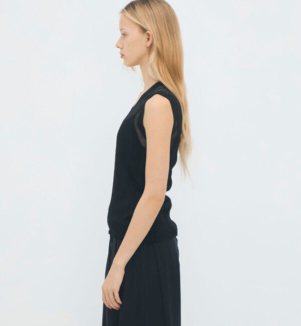 CABaN「シアーナイロン ランダムリブノースリーブプルオーバー」|ニット・セーター|