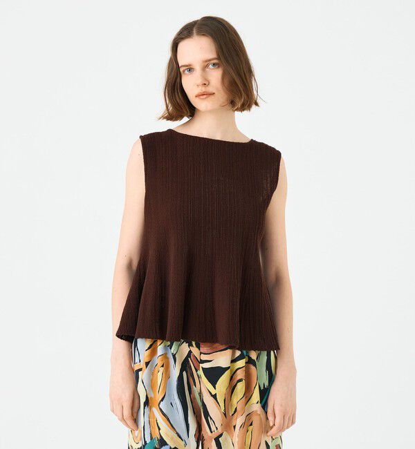 Ballsey「ブークレーミラノリブボーダー ノースリーブプルオーバー」|ニット・セーター|