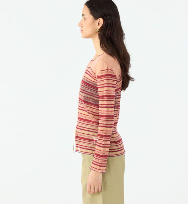 MACPHEE「シアーボーダー クルーネックカーディガン」|カーディガン|