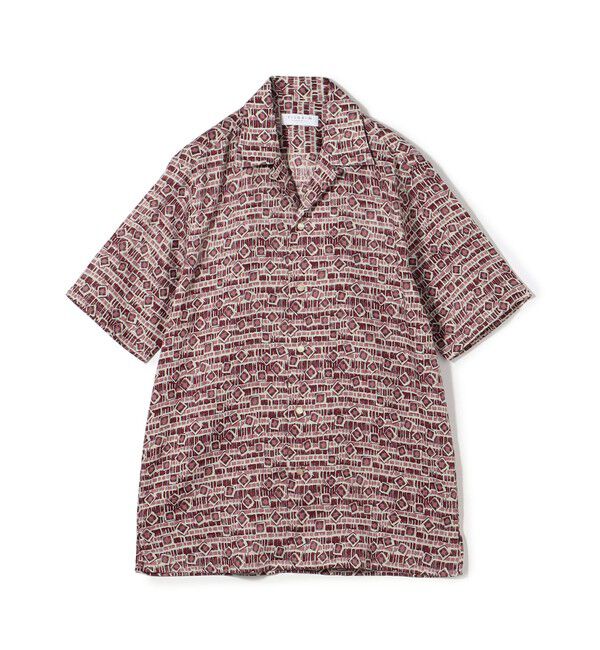 TOMORROWLAND MENS「リネン バティック オープンカラーハーフスリーブシャツ」|シャツ・ブラウス|34 ピンク系