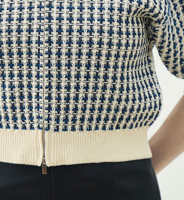 MACPHEE「ギマコットンチェック ジップアップカーディガン」|カーディガン|