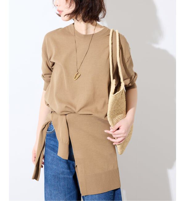 SLOBE IENA「《シリーズあり》コットンキュプラハーフスリーブプルオーバー」|ニット・セーター|