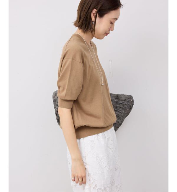 SLOBE IENA「《シリーズあり》コットンキュプラハーフスリーブプルオーバー」|ニット・セーター|