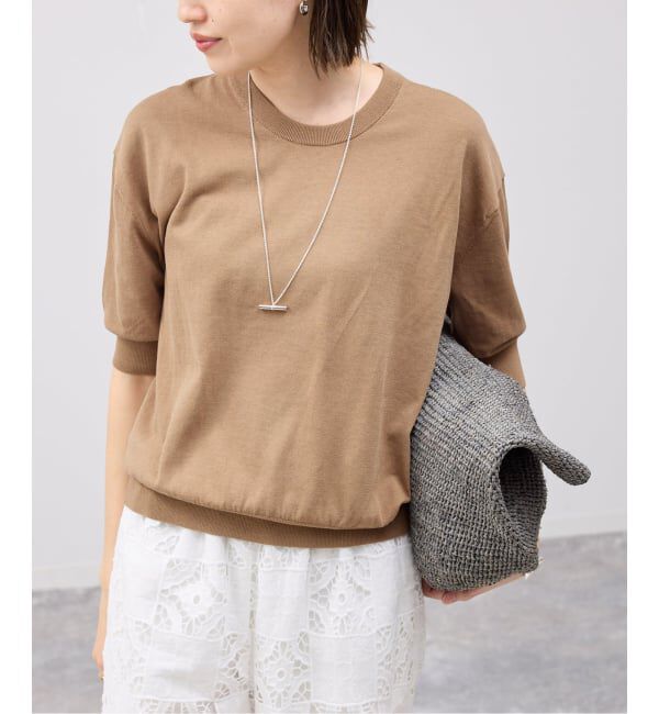 SLOBE IENA「《シリーズあり》コットンキュプラハーフスリーブプルオーバー」|ニット・セーター|
