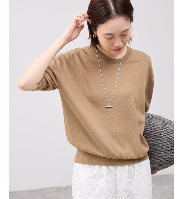 SLOBE IENA「《シリーズあり》コットンキュプラハーフスリーブプルオーバー」|ニット・セーター|