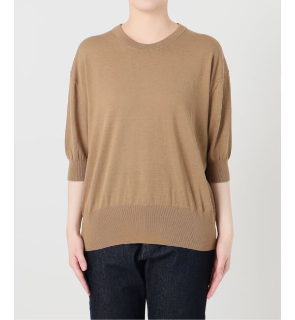 SLOBE IENA「《シリーズあり》コットンキュプラハーフスリーブプルオーバー」|ニット・セーター|