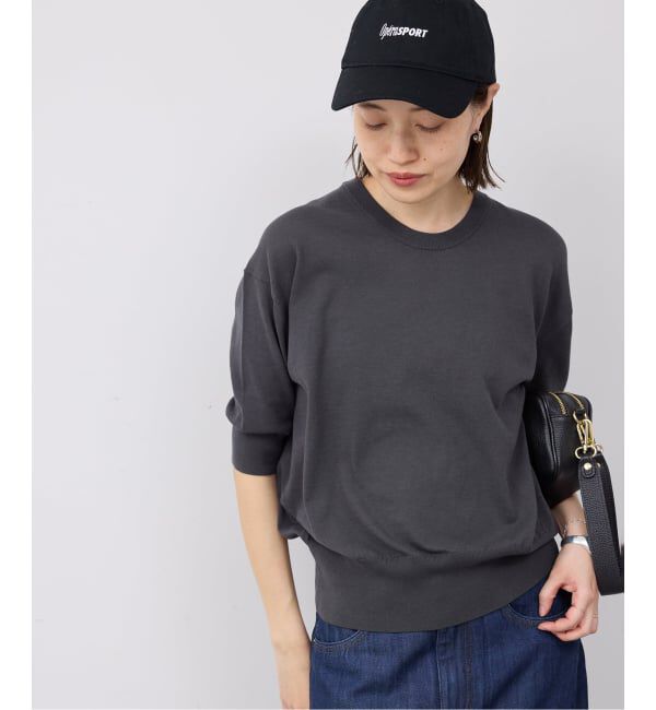 SLOBE IENA「《シリーズあり》コットンキュプラハーフスリーブプルオーバー」|ニット・セーター|