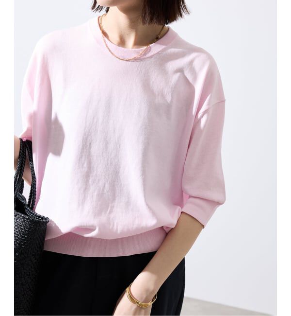 SLOBE IENA「《シリーズあり》コットンキュプラハーフスリーブプルオーバー」|ニット・セーター|ピンク