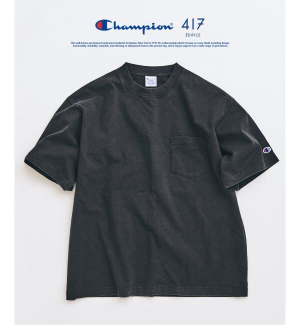 417 EDIFICE「CHAMPION / チャンピオン 417別注 Bleach Wash Pocket Tシャツ」|Tシャツ・カットソー|ブラック
