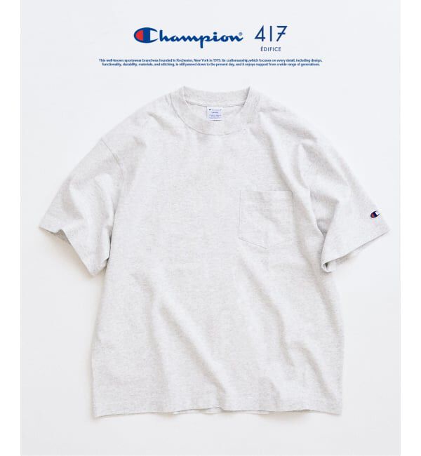 417 EDIFICE「CHAMPION / チャンピオン 417別注 Bleach Wash Pocket Tシャツ」|Tシャツ・カットソー|グレー