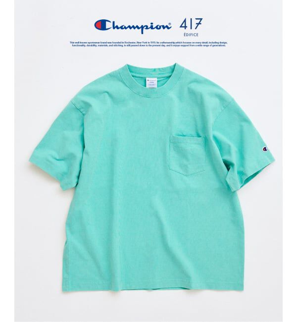 417 EDIFICE「CHAMPION / チャンピオン 417別注 Bleach Wash Pocket Tシャツ」|Tシャツ・カットソー|グリーン
