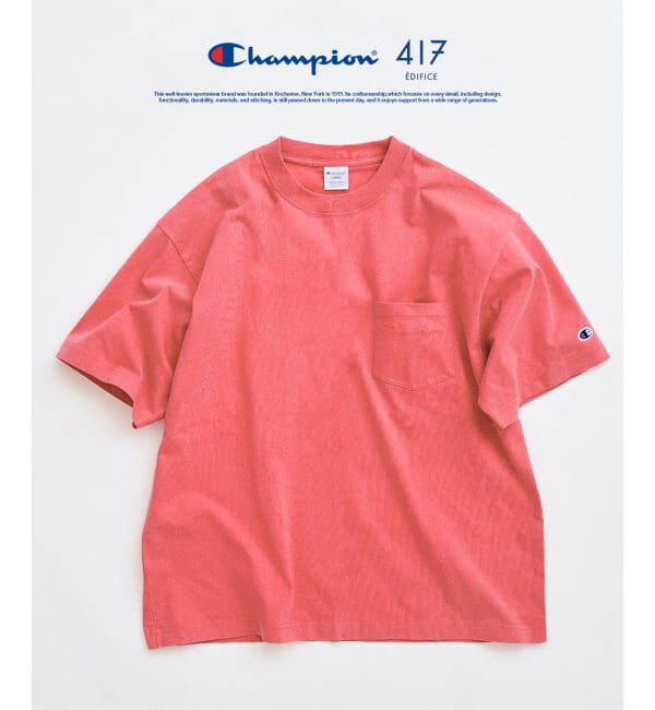 417 EDIFICE「CHAMPION / チャンピオン 417別注 Bleach Wash Pocket Tシャツ」|Tシャツ・カットソー|ピンク