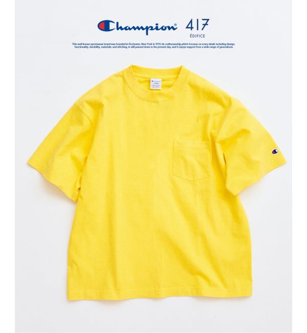417 EDIFICE「CHAMPION / チャンピオン 417別注 Bleach Wash Pocket Tシャツ」|Tシャツ・カットソー|イエロー