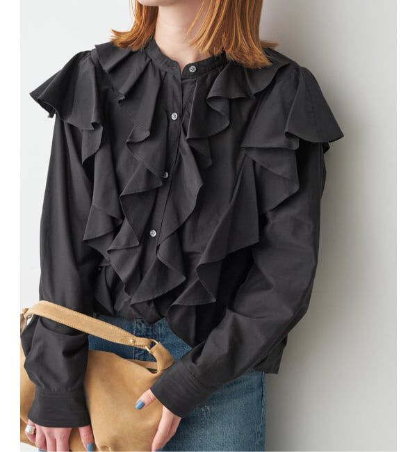 Spick and Span「スタンドカラーラッフルフリルブラウス」|シャツ・ブラウス|