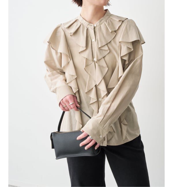 Spick and Span「スタンドカラーラッフルフリルブラウス」|シャツ・ブラウス|