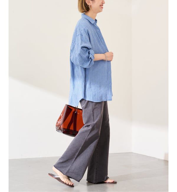 FRAMeWORK「ウェットオゾン加工インレーセミフレアパンツ」|スラックス|