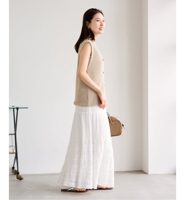 FRAMeWORK「≪追加予約≫コットンメッシュ切り替えスカート 2」|スカート|