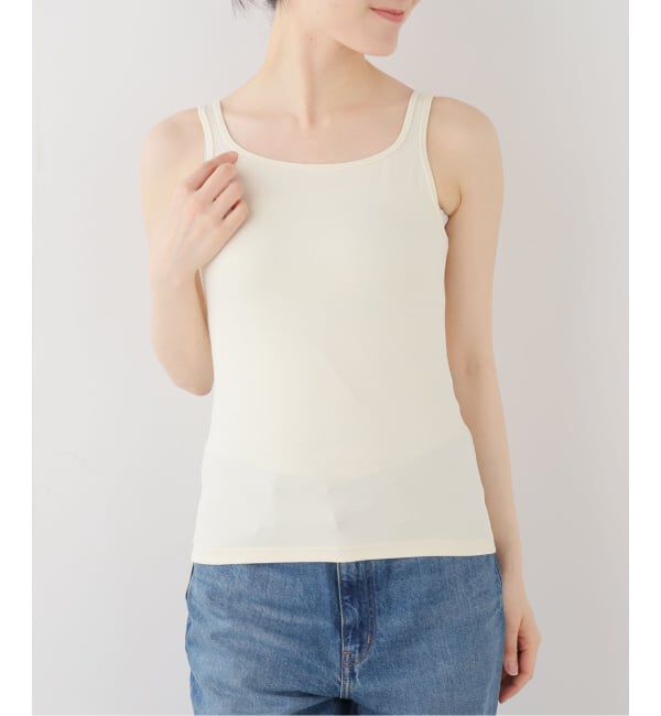  「【洗える】le / ル スクエアネック タンクトップ」|タンクトップ|イエロー