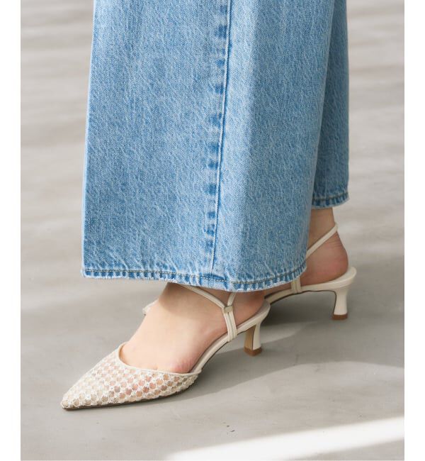  「5cmポインテッドフラワースパンコールミュール」|パンプス|