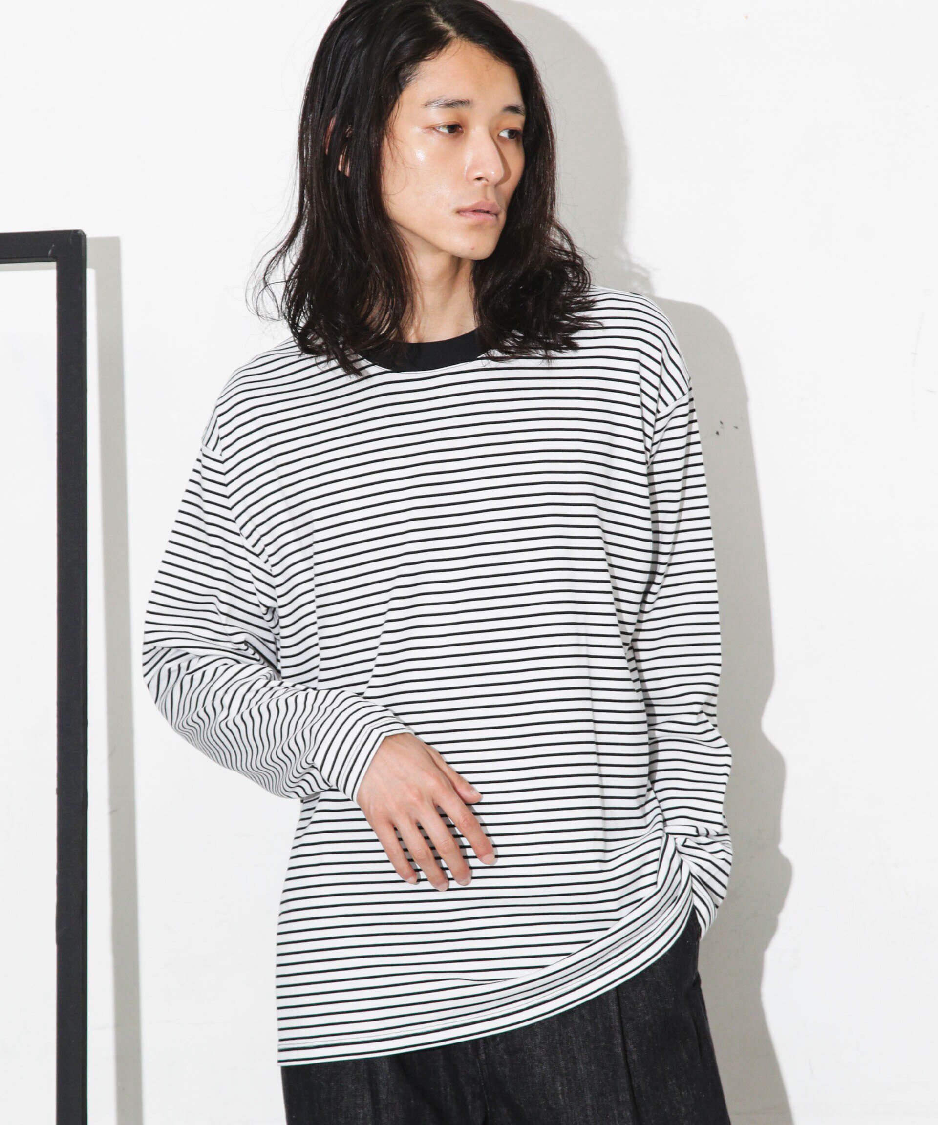 nano･universe「Anti Soaked 汗染み防止ボーダークルーネックT長袖」|Tシャツ・カットソー|