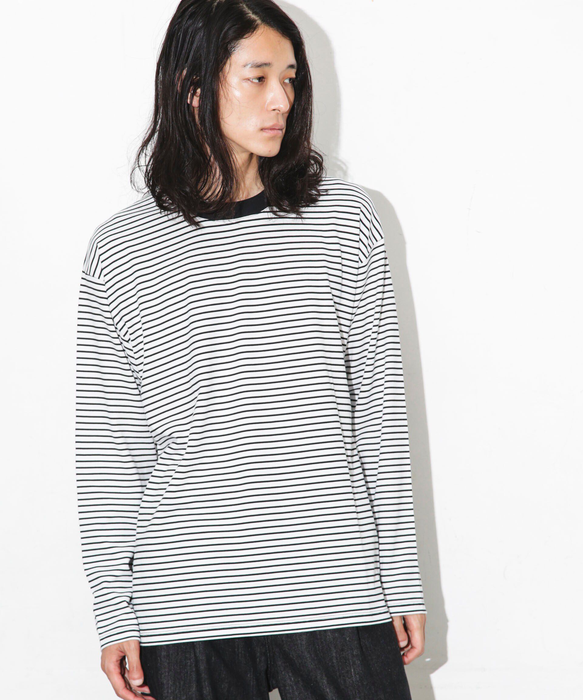 nano･universe「Anti Soaked 汗染み防止ボーダークルーネックT長袖」|Tシャツ・カットソー|