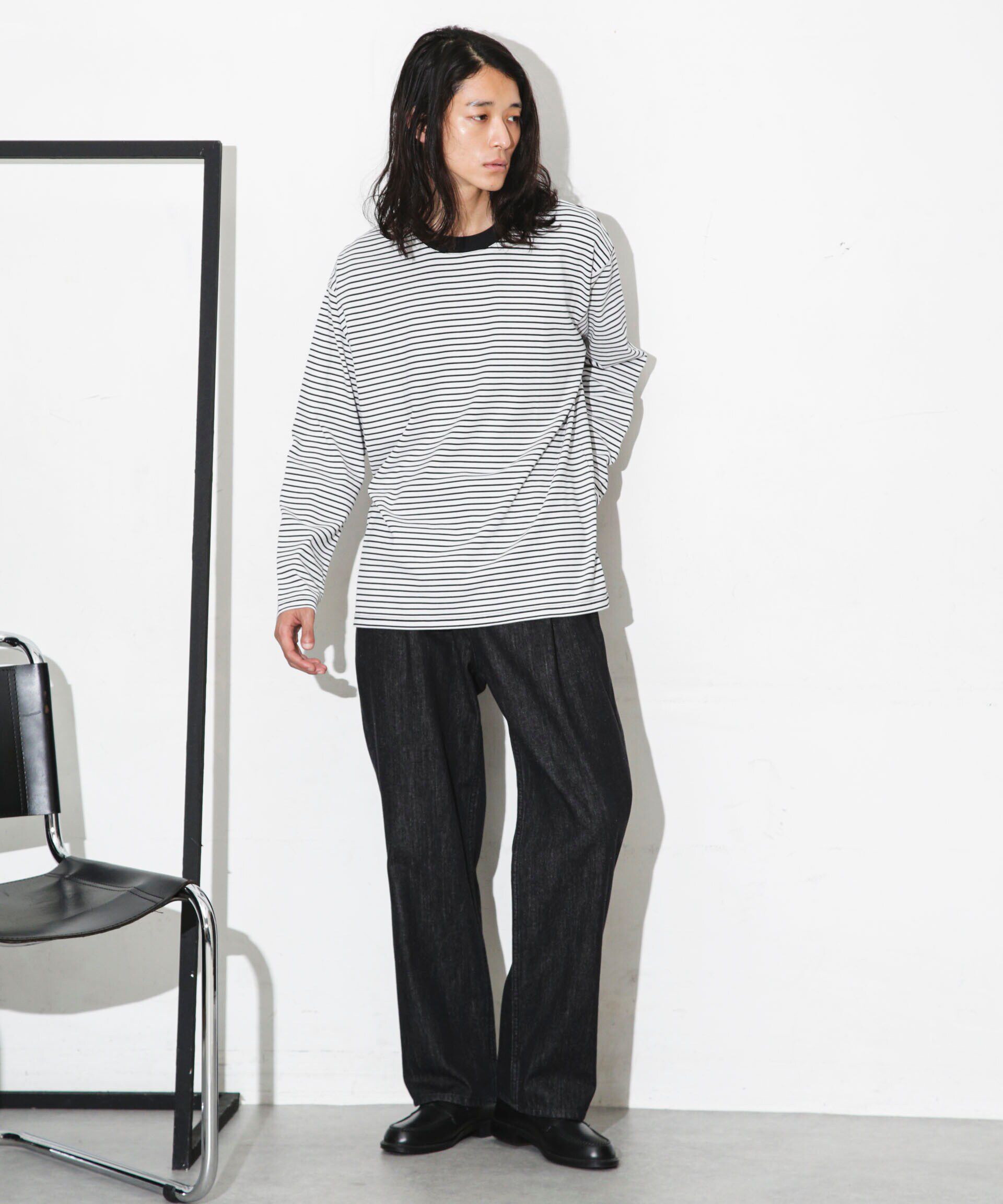 nano･universe「Anti Soaked 汗染み防止ボーダークルーネックT長袖」|Tシャツ・カットソー|