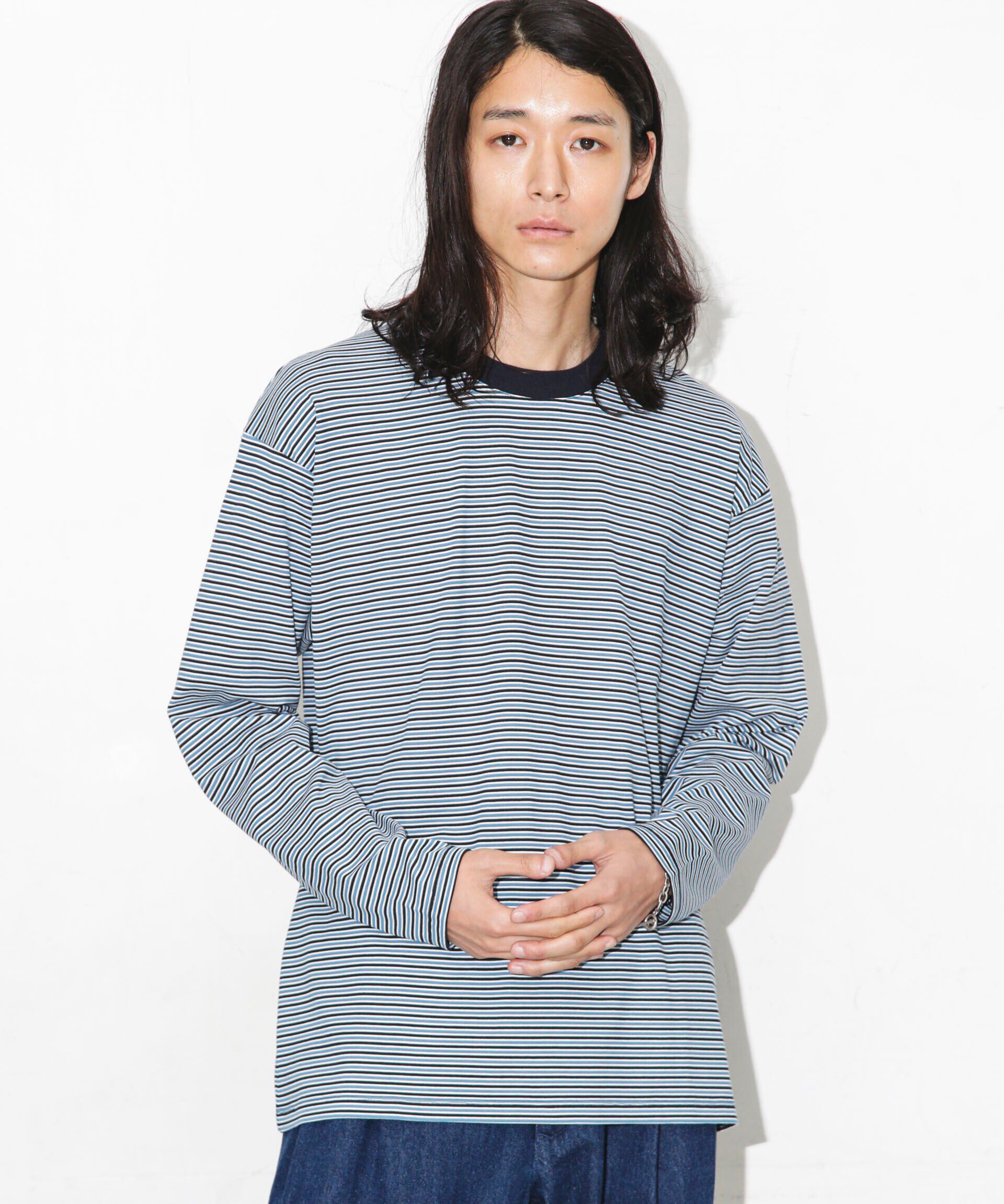 nano･universe「Anti Soaked 汗染み防止ボーダークルーネックT長袖」|Tシャツ・カットソー|