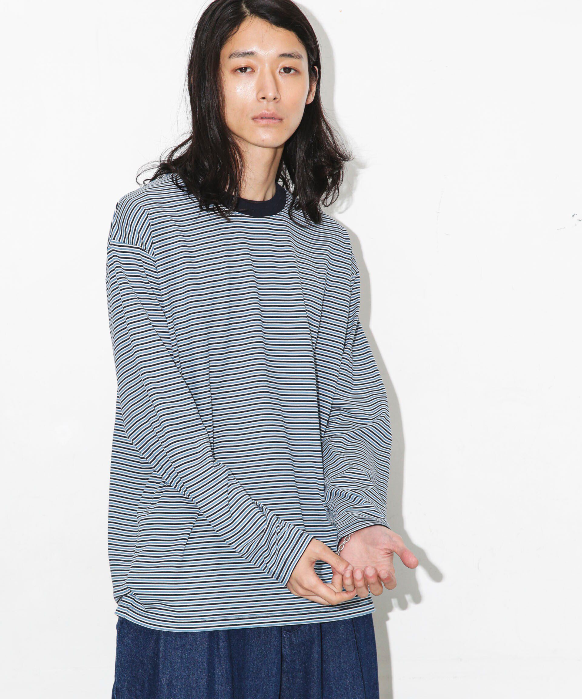 nano･universe「Anti Soaked 汗染み防止ボーダークルーネックT長袖」|Tシャツ・カットソー|