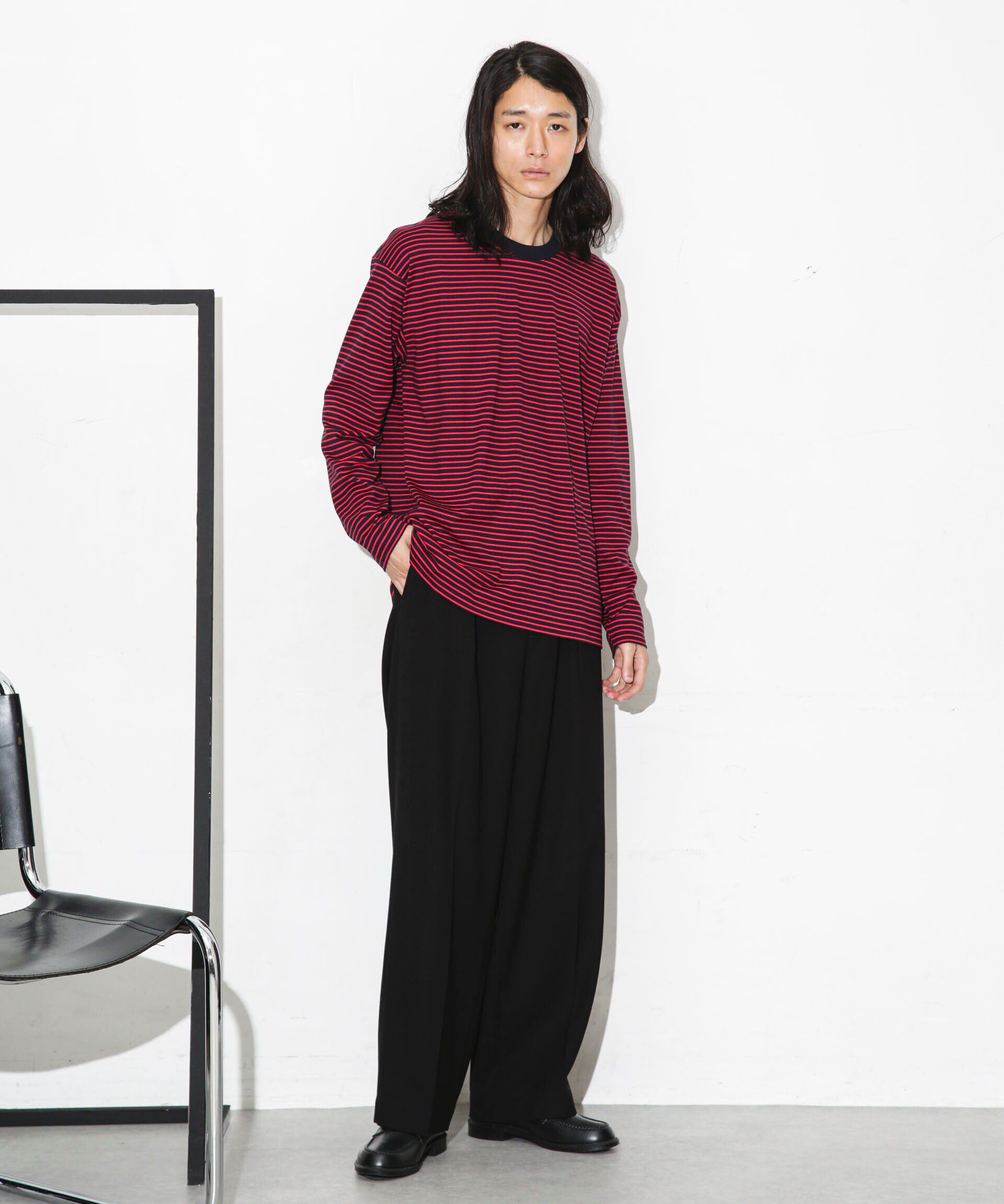 nano･universe「Anti Soaked 汗染み防止ボーダークルーネックT長袖」|Tシャツ・カットソー|