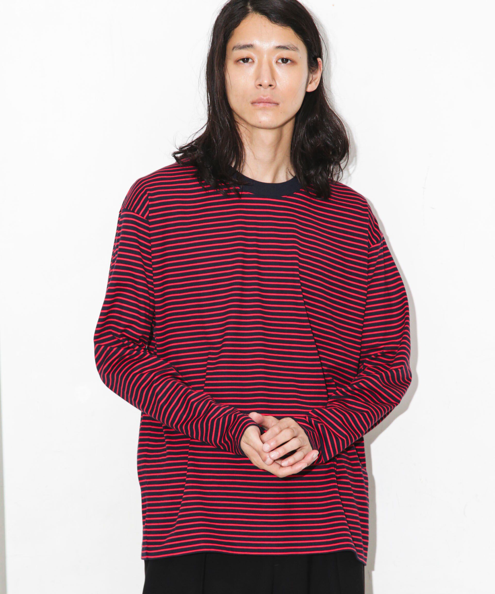 nano･universe「Anti Soaked 汗染み防止ボーダークルーネックT長袖」|Tシャツ・カットソー|