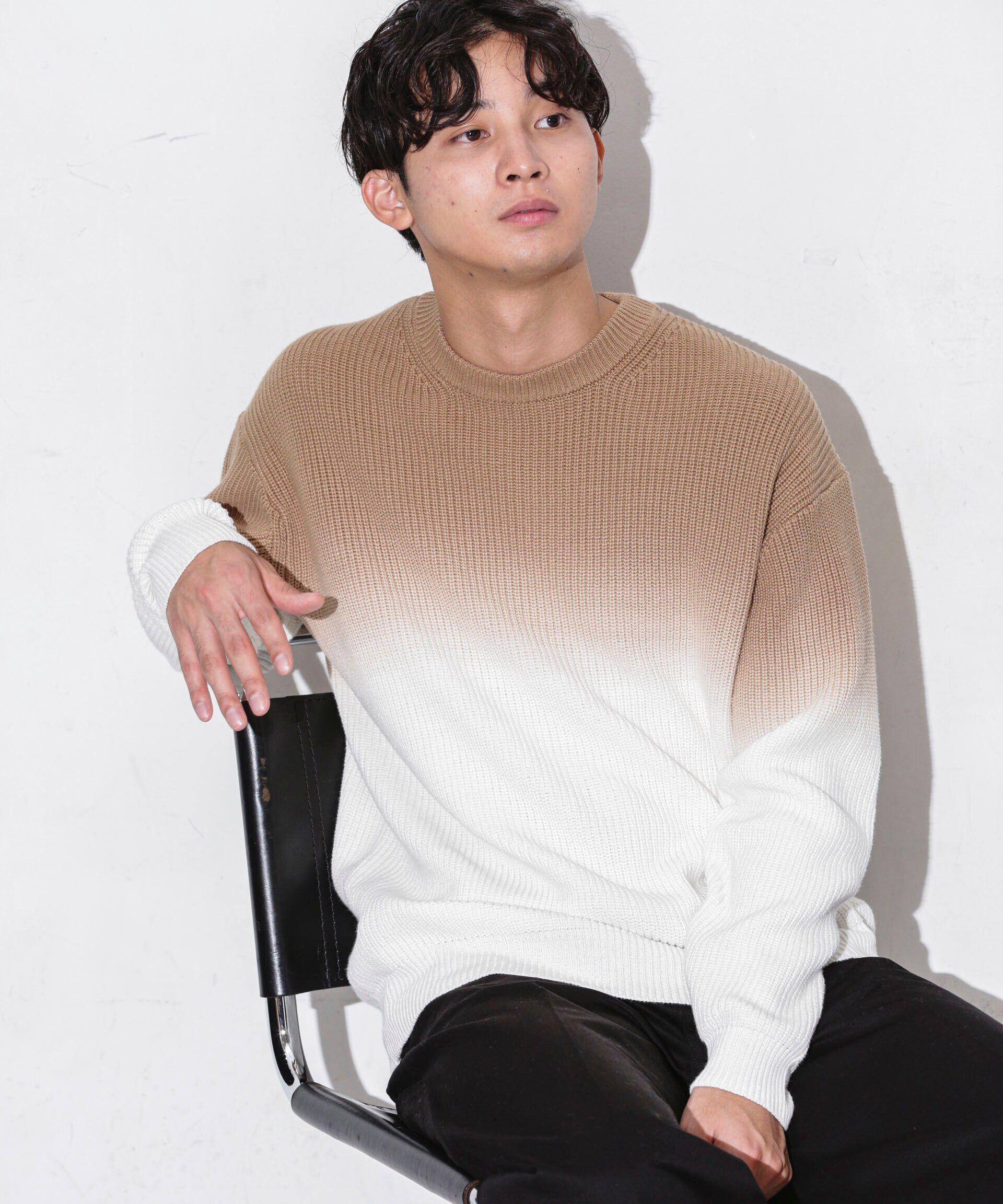 nano･universe「片畦グラデーションクルーネックニット」|ニット・セーター|