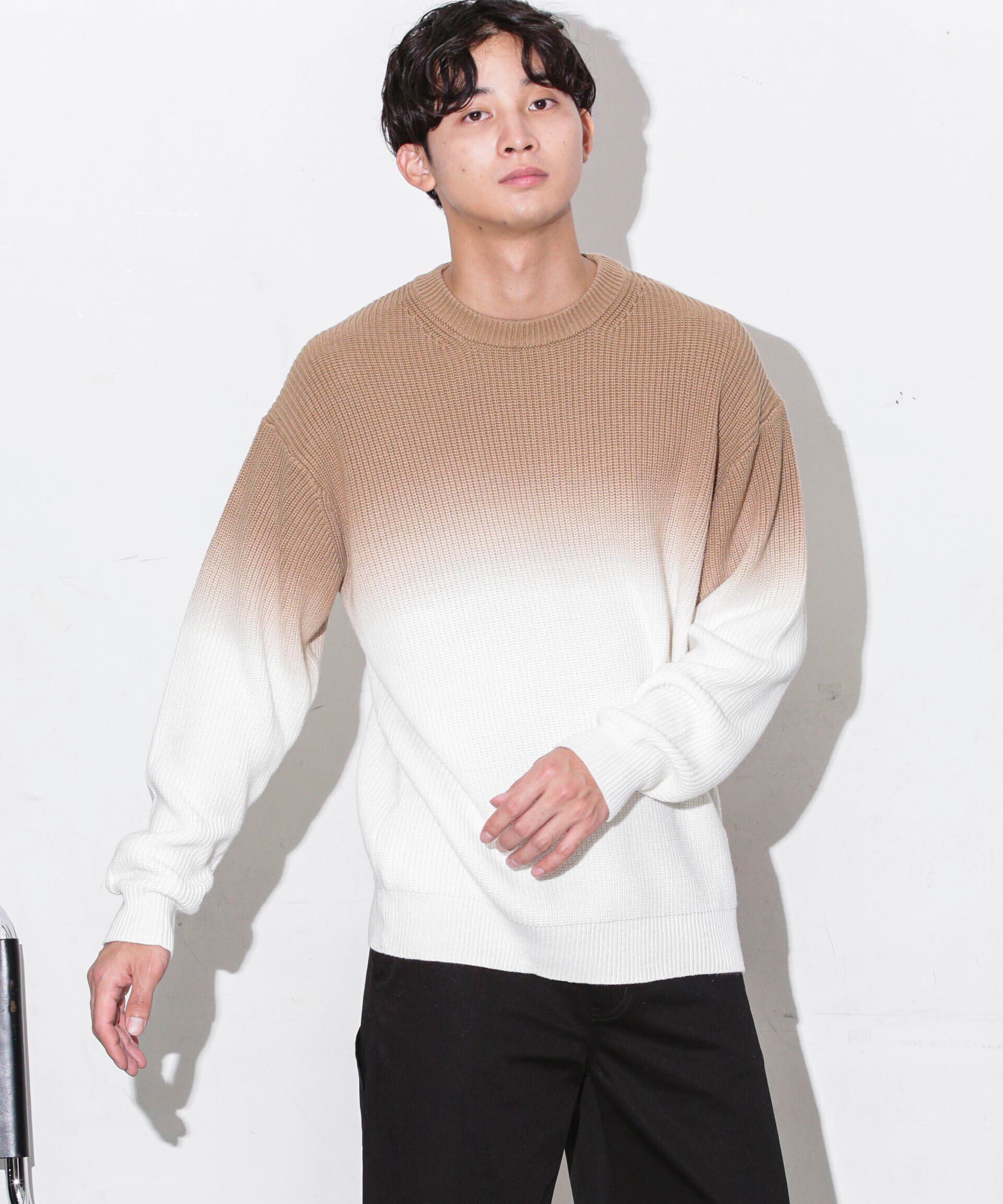 nano･universe「片畦グラデーションクルーネックニット」|ニット・セーター|